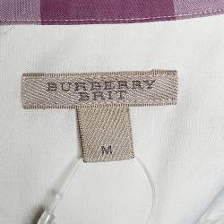 Pre Owned قميص بربري بريت قطن كاروهات إكسبلوديد وردي أزرار أمامية مقاس وسط (ميديوم)