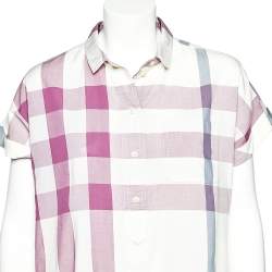 Pre Owned قميص بربري بريت قطن كاروهات إكسبلوديد وردي أزرار أمامية مقاس وسط (ميديوم)