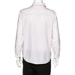 مملوكة مسبقًا قميص بربري بريت قطن مقلم وردي أزرار أمامية مقاس وسط (ميديوم)