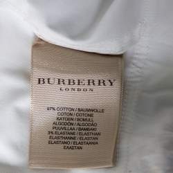 Pre Owned Burberry White Cotton Button Front Belted Shirt Dress S