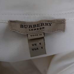 Pre Owned Burberry White Cotton Button Front Belted Shirt Dress S