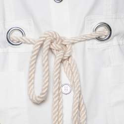 Pre Owned Burberry White Cotton Button Front Belted Shirt Dress S