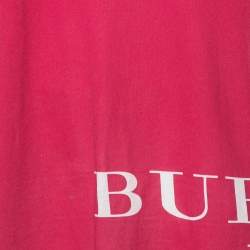 Pre Owned تي شيرت بربري بريت قطن مطبوع بالشعار وردي رقبة واسعة مقاس كبير - لارج