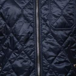 Pre Owned فيست بربري تريكو مضلع خامة صناعية أزرق كحلي بياقة مزينة مقاس كبير جدًا - إكس لارج