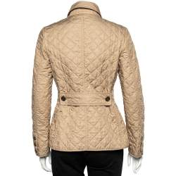 Pre Owned Burberry Beige Synthetic Quilted Button Front Jacket S