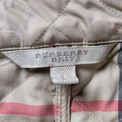 Pre Owned Burberry Beige Synthetic Quilted Button Front Jacket S