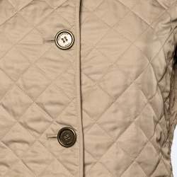 Pre Owned Burberry Beige Synthetic Quilted Button Front Jacket S