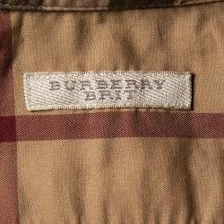Pre Owned Buberry Brit Brown Checkered Cotton Button Front Long Sleeve Shirt S