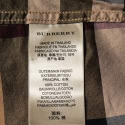 Pre Owned Buberry Brit Brown Checkered Cotton Button Front Long Sleeve Shirt S