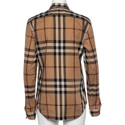 Pre Owned Buberry Brit Brown Checkered Cotton Button Front Long Sleeve Shirt S