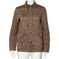 Burberry Brit Brown Quilted Synthetic Zip Front Jacket XS