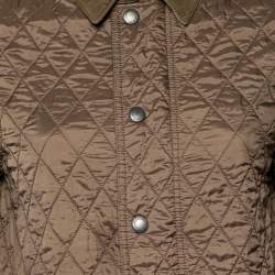 Burberry Brit Brown Quilted Synthetic Zip Front Jacket XS