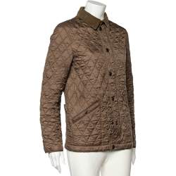 Burberry Brit Brown Quilted Synthetic Zip Front Jacket XS