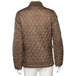 Burberry Brit Brown Quilted Synthetic Zip Front Jacket XS