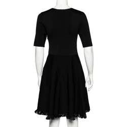 مملوكة مسبقًا Burberry Black Knit Fringed A-Line Dress M