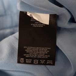 مملوكة مسبقًا فستان بربري قصير حافة جلد وحرير مطبوع أزرق مقاس متوسط