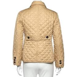 Pre Owned Burberry  Brit Cream Synthetic Quilted Button Front Jacket M