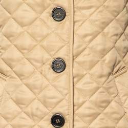 Pre Owned Burberry  Brit Cream Synthetic Quilted Button Front Jacket M