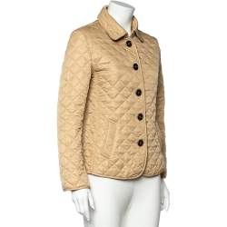 Pre Owned Burberry  Brit Cream Synthetic Quilted Button Front Jacket M