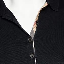 Pre Owned Burberry Brit Black Cotton Pique Puff Sleeve Polo T-Shirt M
