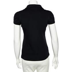 Pre Owned Burberry Brit Black Cotton Pique Puff Sleeve Polo T-Shirt M