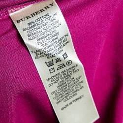Pre Owned Burberry Brit Magenta Cotton Pique Puff Sleeve Polo T-Shirt M