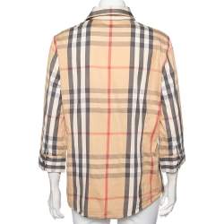 Pre Owned Burberry Beige Nova Check Cotton Button Front Shirt L