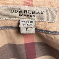 Pre Owned Burberry Beige Nova Check Cotton Button Front Shirt L