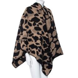 مملوكة مسبقًا Burberry Camel Brown & Black Wool Whipstitch Trimmed Cape One Size 