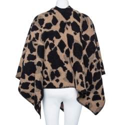 مملوكة مسبقًا Burberry Camel Brown & Black Wool Whipstitch Trimmed Cape One Size 
