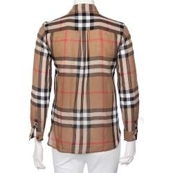 مملوكة مسبقًا Burberry Brit Brown Nova Check Cotton Button Front Shirt XS