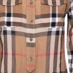 مملوكة مسبقًا Burberry Brit Brown Nova Check Cotton Button Front Shirt XS