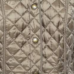 Pre Owned Burberry Brit Taupe Quilted Synthetic Button Front Jacket M