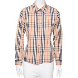 Pre Owned Burberry Beige Checkered Cotton Button Front Shirt M