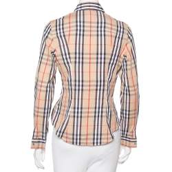Pre Owned Burberry Beige Checkered Cotton Button Front Shirt M