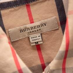 Pre Owned Burberry Beige Checkered Cotton Button Front Shirt M