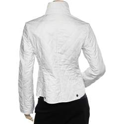 Burberry White Quilted Synthetic Zip Front Jacket S 