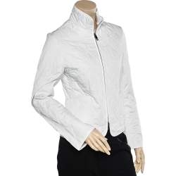 Burberry White Quilted Synthetic Zip Front Jacket S 