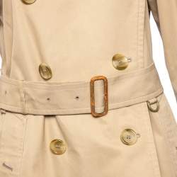 مملوكة مسبقًا معطف بربري ترنش قطن بيج بصفين أزرار مقاس كبير - لارج