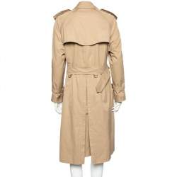 مملوكة مسبقًا معطف بربري ترنش قطن بيج بصفين أزرار مقاس كبير - لارج