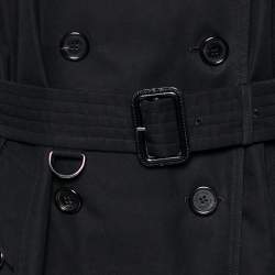 مملوكة مسبقًا Burberry Black Cotton Double Breasted Belted Trench Coat L 