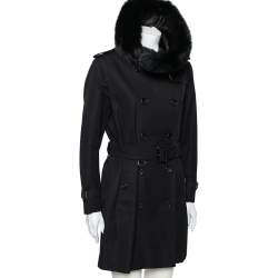 مملوكة مسبقًا Burberry Black Cotton Double Breasted Belted Trench Coat L 