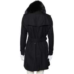مملوكة مسبقًا Burberry Black Cotton Double Breasted Belted Trench Coat L 