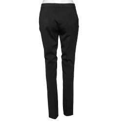 Pre Owned بنطلون بربري صوف أسود بقصة عادية مقاس صغير - سمول