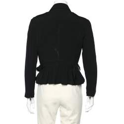 Pre Owned Burberry Black Black Crepe Zip Front Jacket M