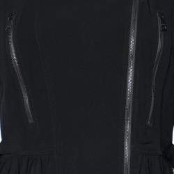 Pre Owned Burberry Black Black Crepe Zip Front Jacket M