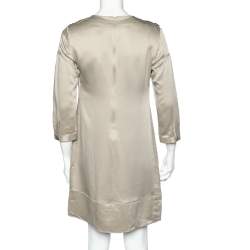 Pre Owned Burberry Beige Silk Shift Dress M