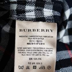 Pre Owned Burberry Navy Blue Checkered Wool Pleated Midi Wrap Skirt S