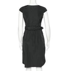 Pre Owned Burberry Black Synthetic Double Breasted Belted Mini Dress S
