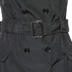 Pre Owned Burberry Black Synthetic Double Breasted Belted Mini Dress S